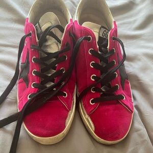 Golden Goose Velvet Fuschia and Black and Silver